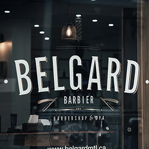 Barber business window signage