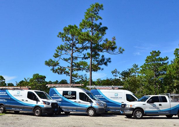 Four of Pleasant Air's rebranded vehicles