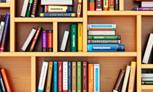 Bookshelf filled with various published books